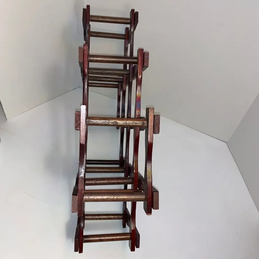 Vintage MCM Wooden Sculpted Foldable Wine Rack Made By APEX ~ Has APEX Label!!